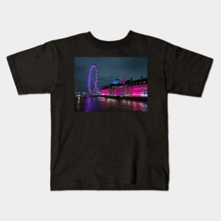 London Eye Ferris Wheel in Blue colour Kids T-Shirt